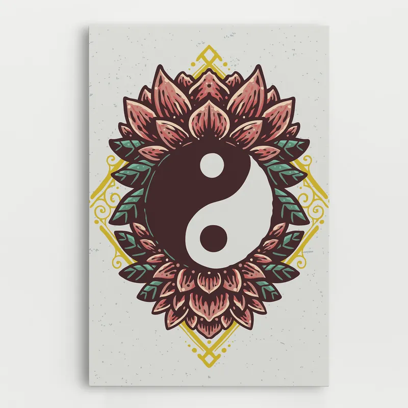 Angebot Leinwandbild Yinyang Flower