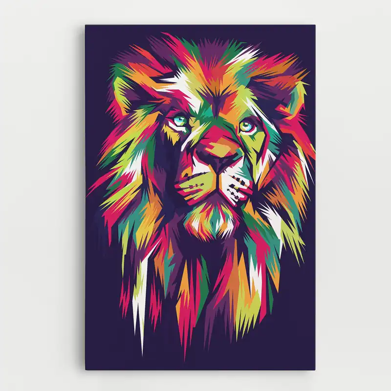 Aktuell Leinwandbild Lion On Purple