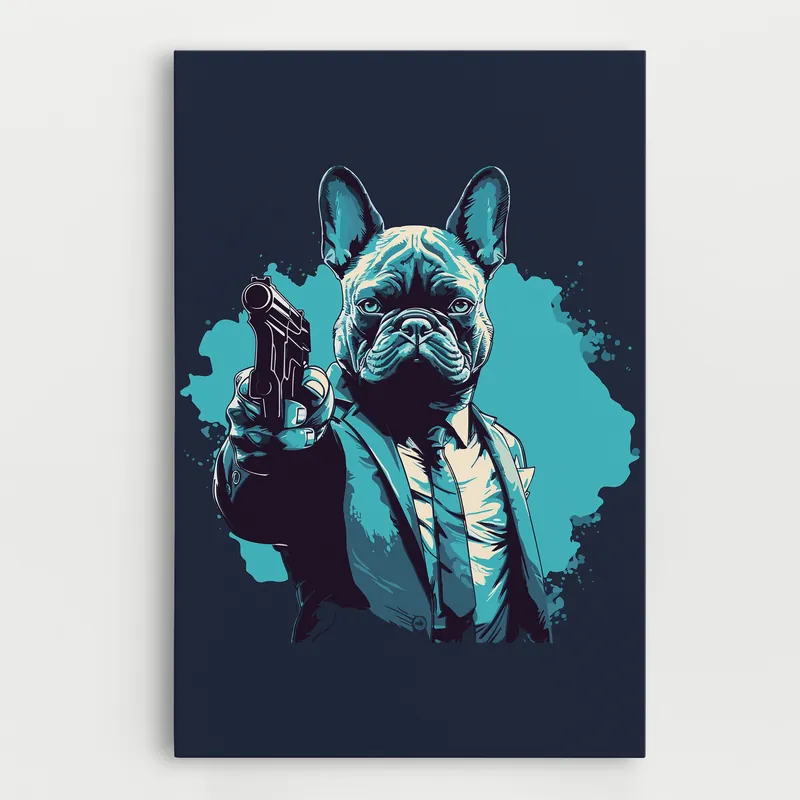 Zertifiziert Leinwandbild Dog With Gun