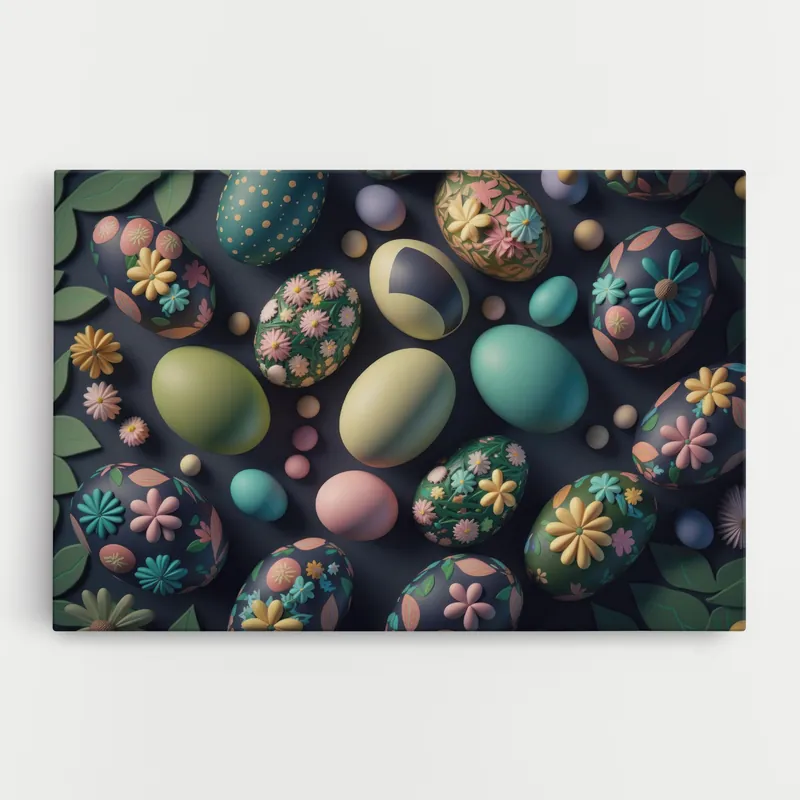 Abverkauf Leinwandbild Happy Easter Eggs