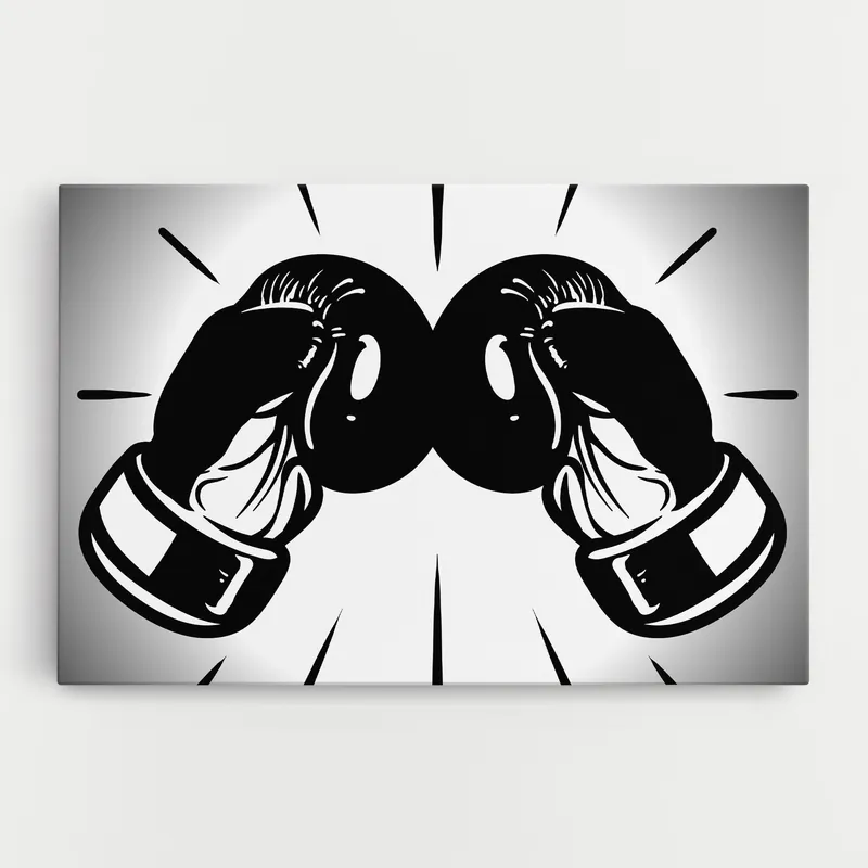 Zertifiziert Leinwandbild Boxing Gloves Line