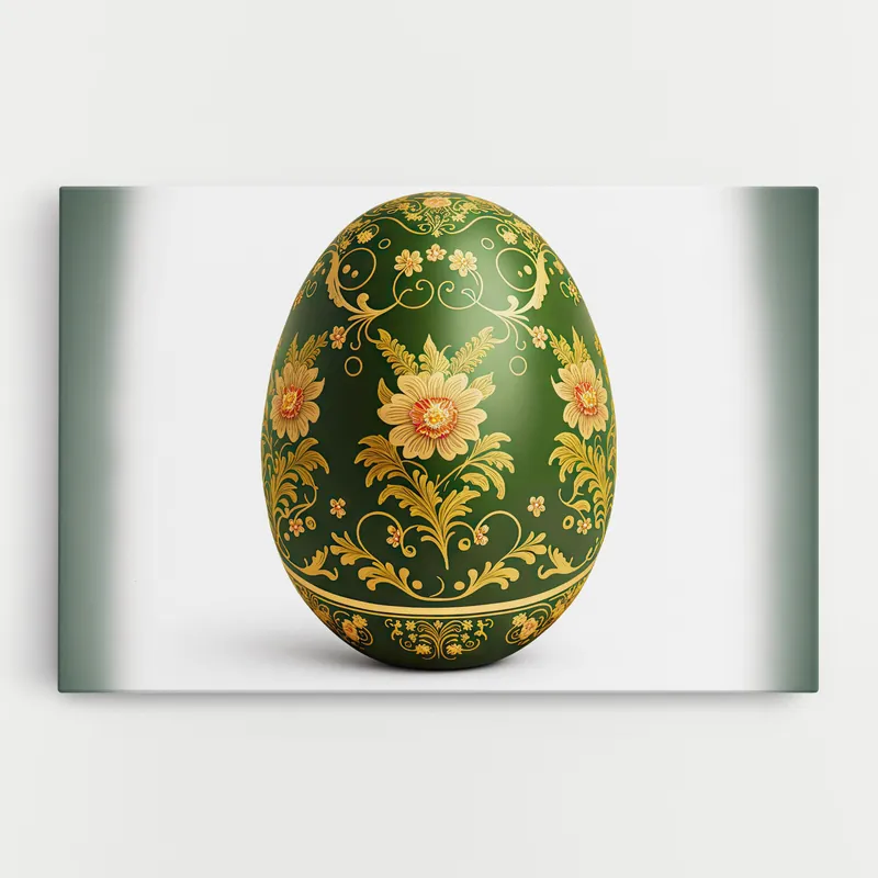 Aktuell Leinwandbild Green Traditional Easter Egg