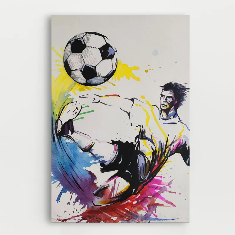 Zertifiziert Leinwandbild Yellow Art Football