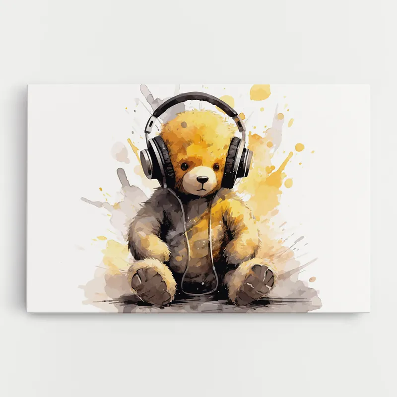 Wochenendangebot Leinwandbild Music Plush Bear
