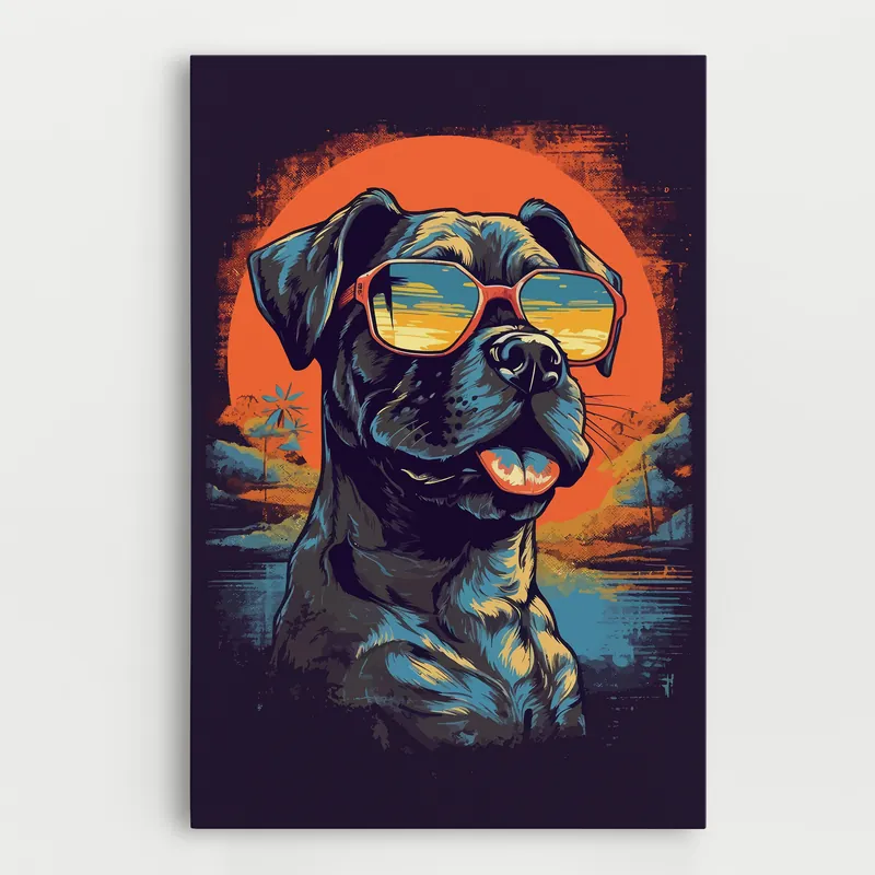 Angebot Leinwandbild Sunset Dog