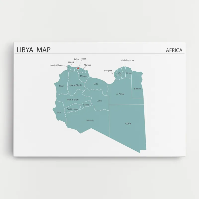 Wochenendangebot Leinwandbild Libya Map