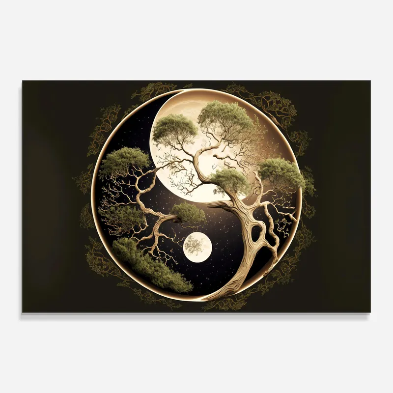 Glasbild Green Tree Yinyang Mega-Angebot
