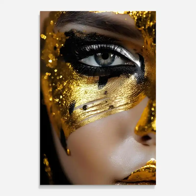 Gratis Versand Glasbild Black Gold Eyeliner