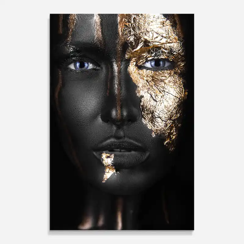 Glasbild Golden Face Preis Gesenkt