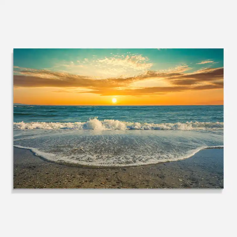 Billig Glasbild Beach Dramatic Sunset