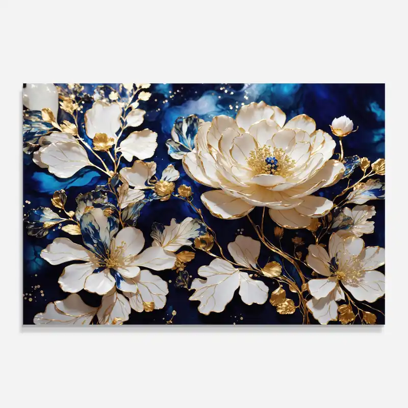 Online Kaufen Glasbild Beautiful Golden White Rose