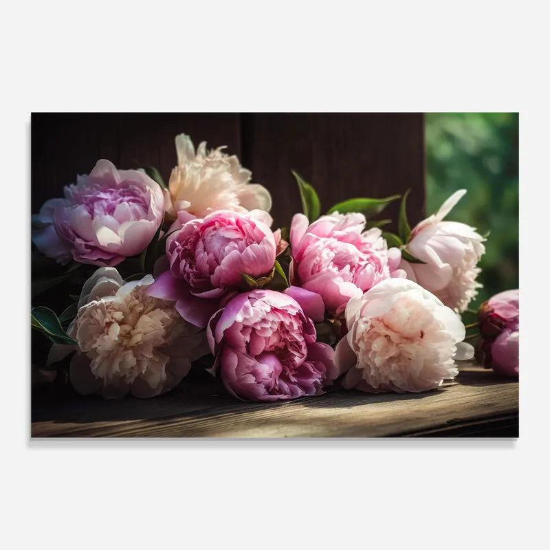 Neuheit Glasbild Peonies On The Table