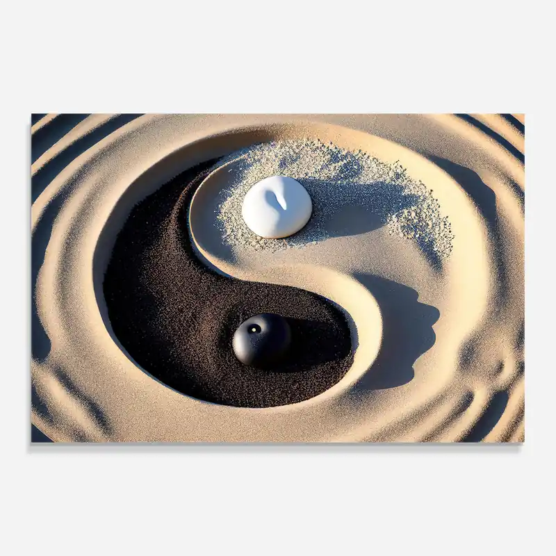 Angebot Glasbild Black Sand Yinyang