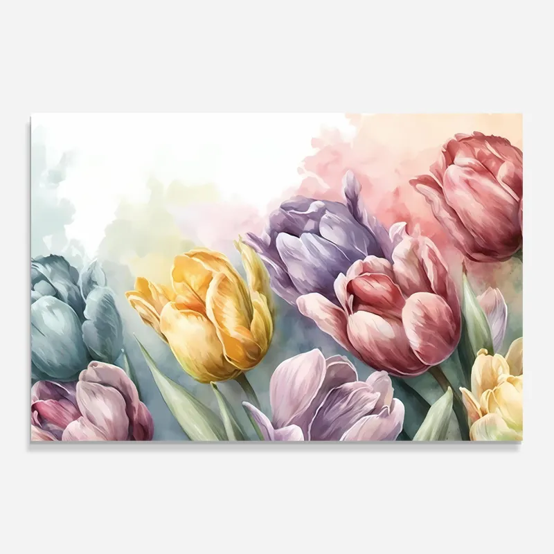 Wochenendangebot Glasbild Pastel Tulips