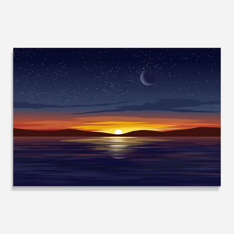 Angebot Glasbild Ocean Moon Sunset