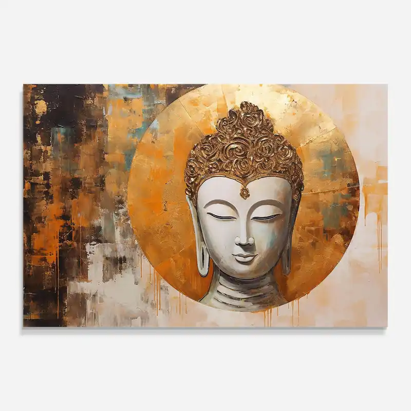Zertifiziert Glasbild Cream Circle Buddha