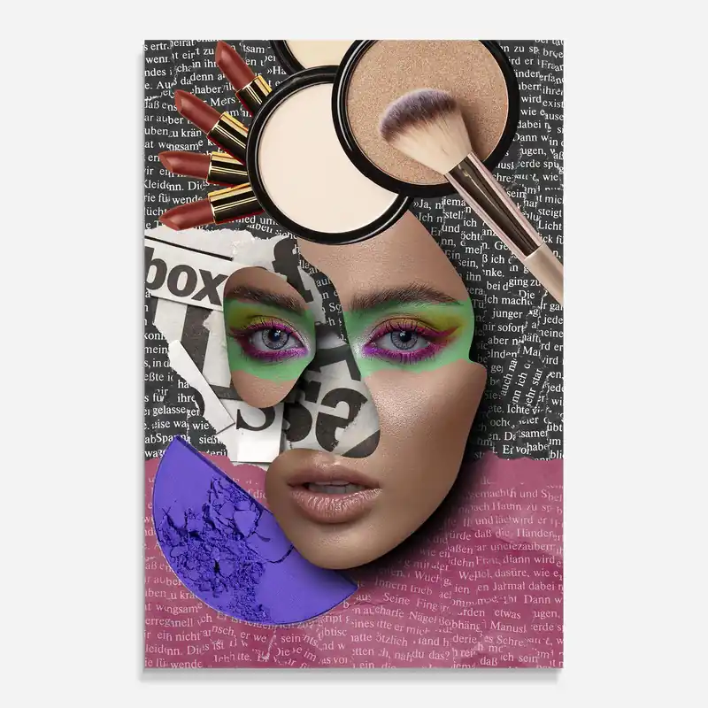 Zertifiziert Glasbild Makeup Collage