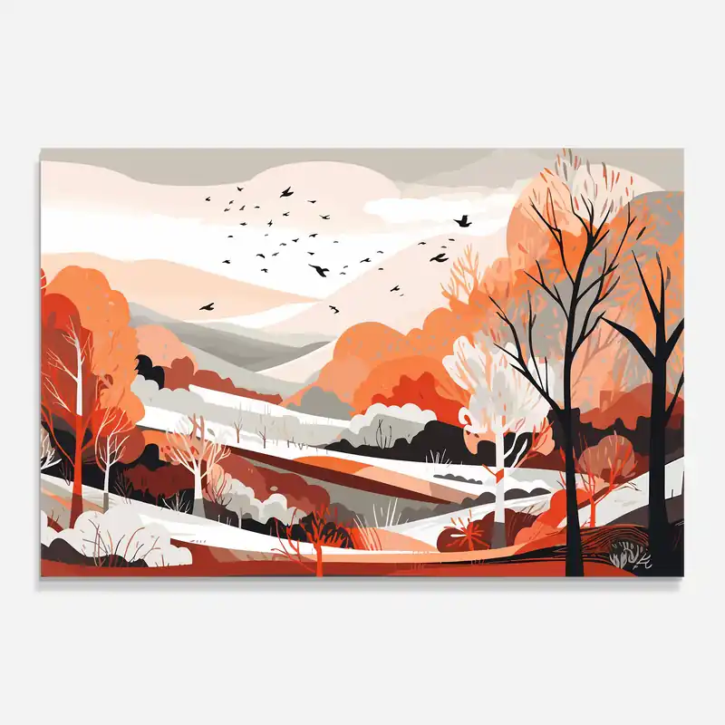 Aktuell Glasbild Grey Orange Autumn
