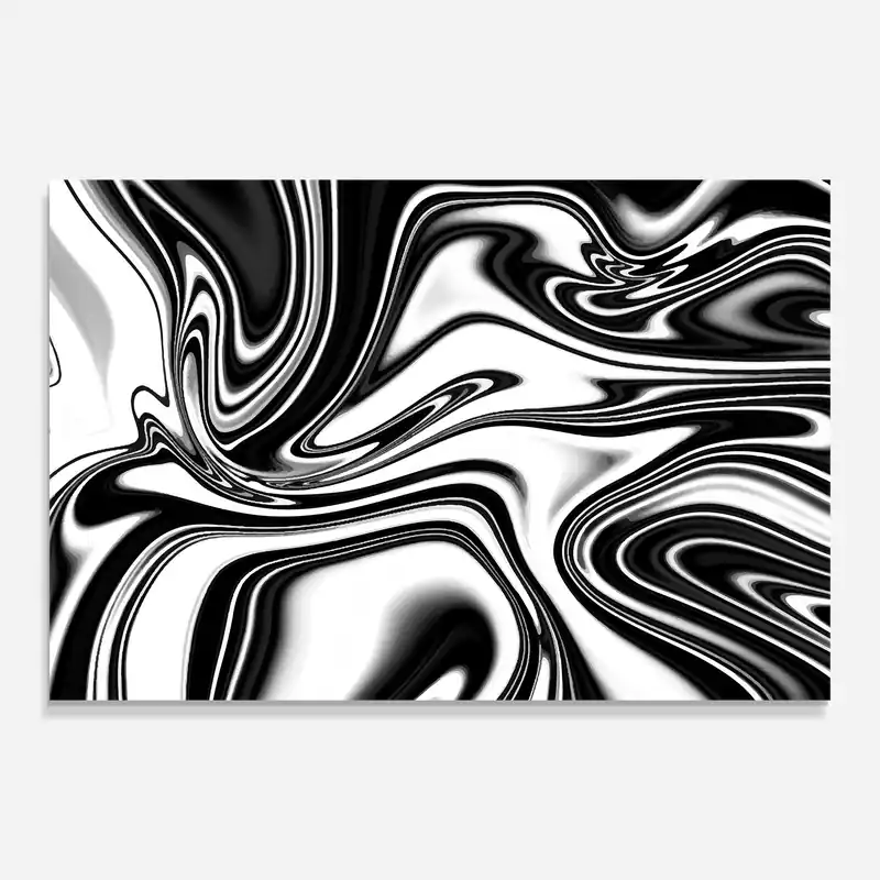 Aktuell Glasbild Black White Liquid