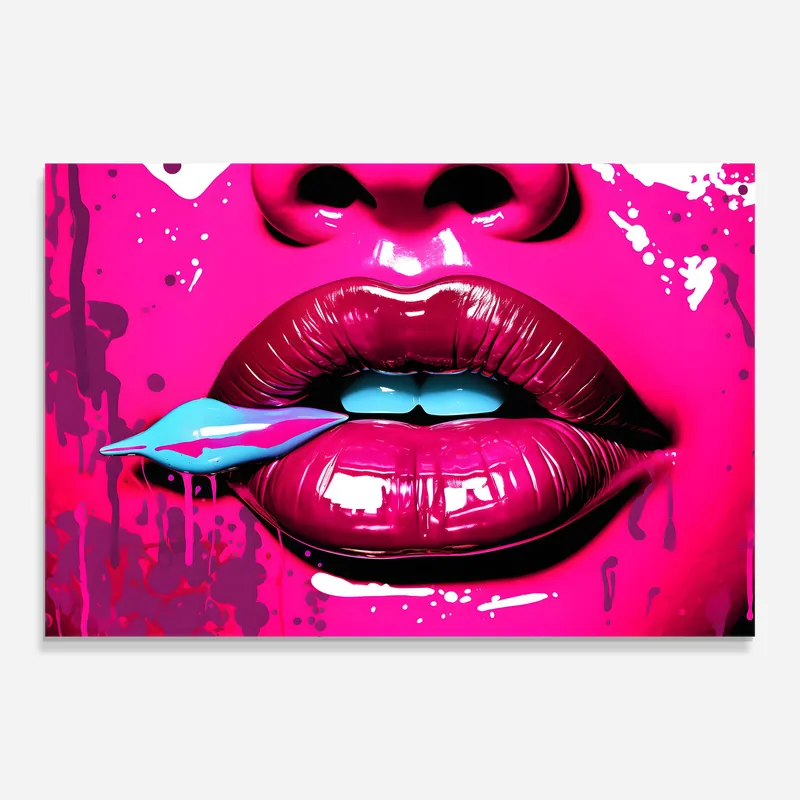 Abverkauf Glasbild Dark Pink Lips Art