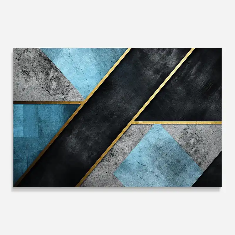 Zertifiziert Glasbild Grey With Blue Painting