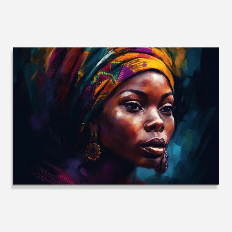 Abverkauf Glasbild Black Traditional Woman