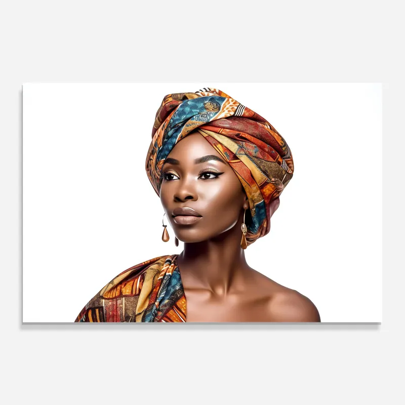 Abverkauf Glasbild African Woman Turban