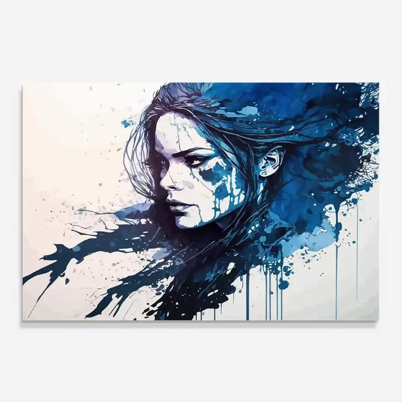 Versand Am Gleichen Tag Küchenrückwand Glas Blue Hair Portrait