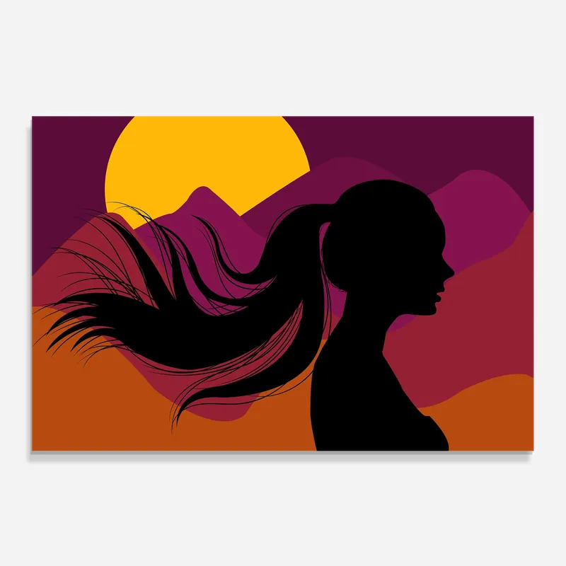 Heißes Angebot Küchenrückwand Glas Long Hair Silhouette