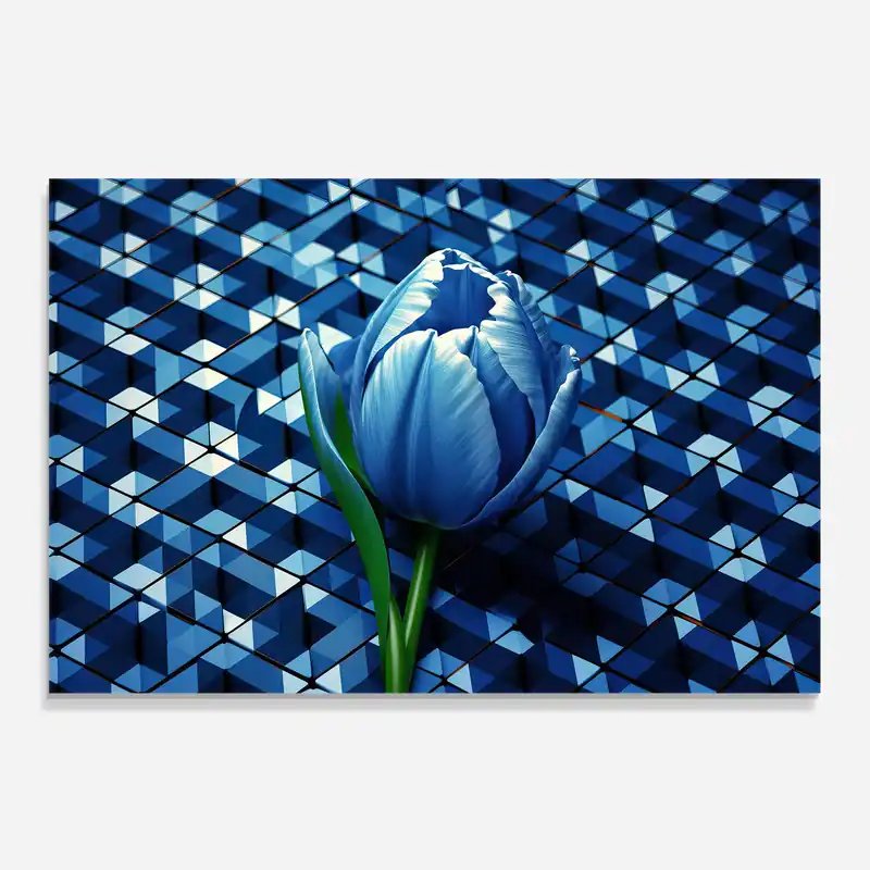 Markenware Küchenrückwand Glas Blue Tulip