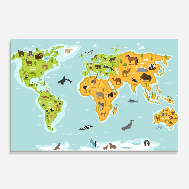 Kracherpreis Küchenrückwand Glas Animals World Map