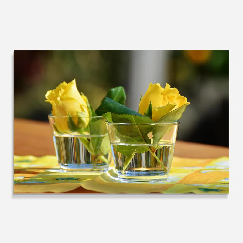 Abverkauf Küchenrückwand Glas Rose Yellow Vase