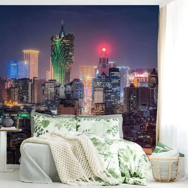 Zertifiziert Nachtlichter von Macau                               Fototapete • Vliestapete + Kleister • hergestellt in Deutschland