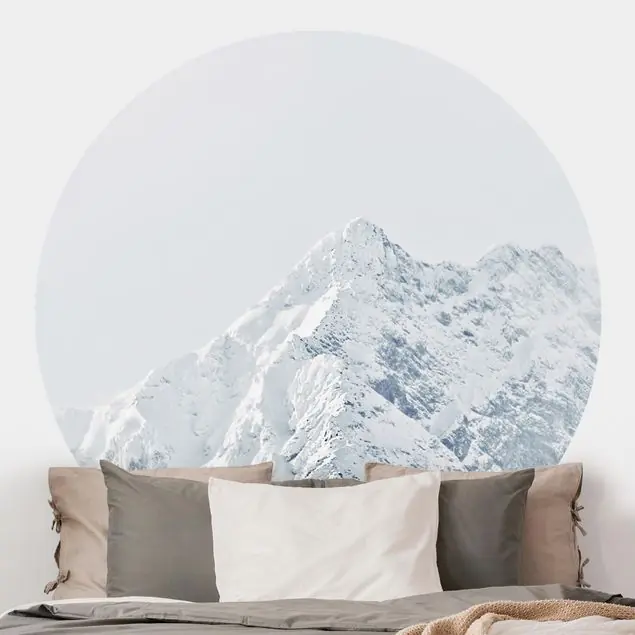 Zertifiziert Weiße Berge Runde Fototapete