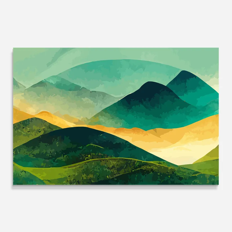 Angebot Küchenrückwand Glas Green Art Mountain