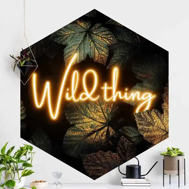 Wild Thing goldene Blätter                               Hexagon Fototapete Mega-Angebot