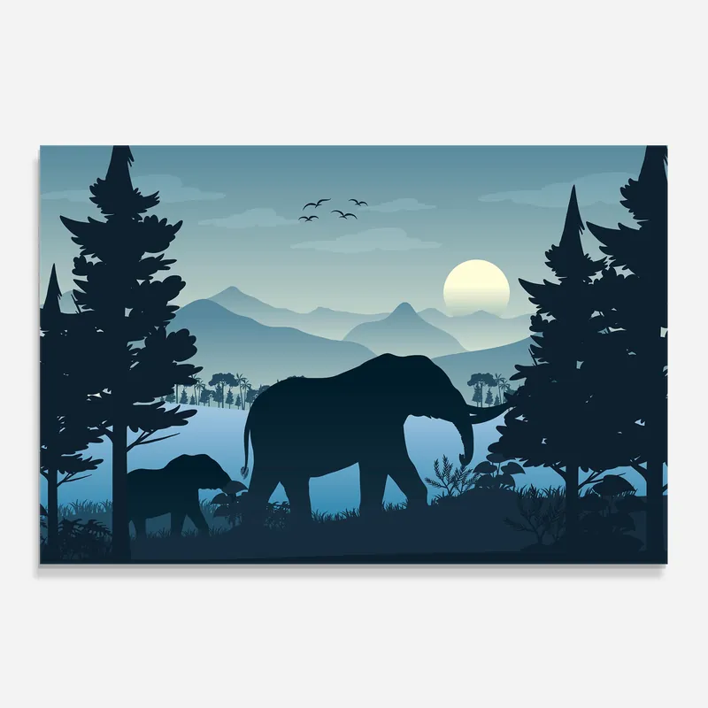 Angebot Küchenrückwand Glas Blue Light Elephant