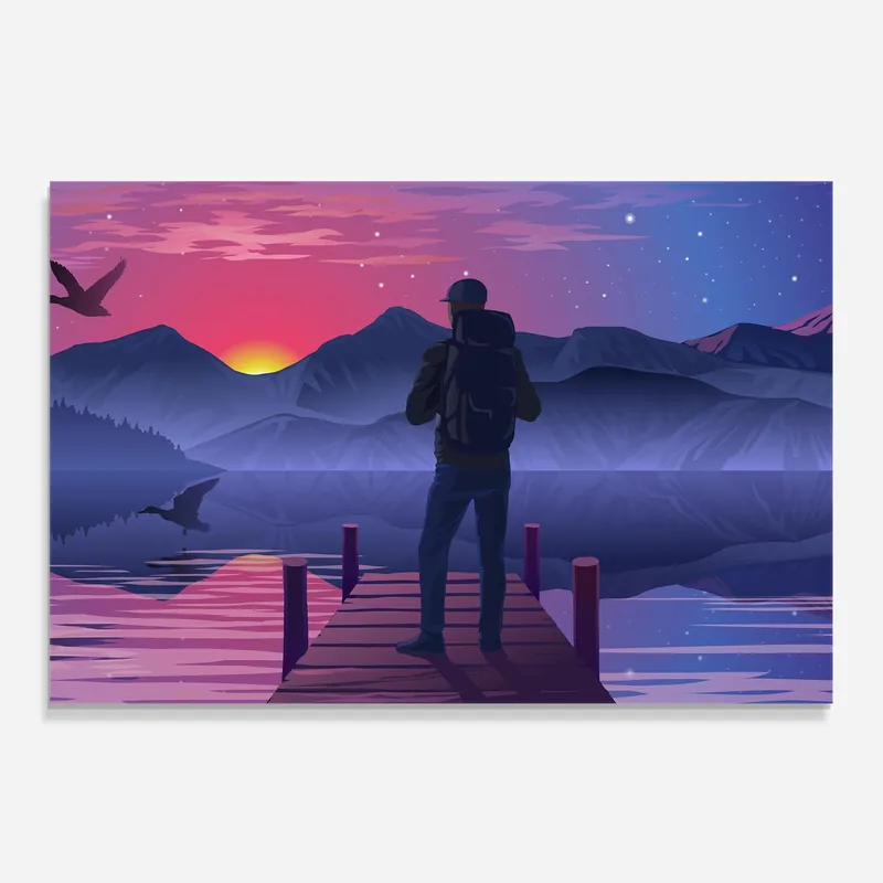 Abverkauf Küchenrückwand Glas Lake Pink Night
