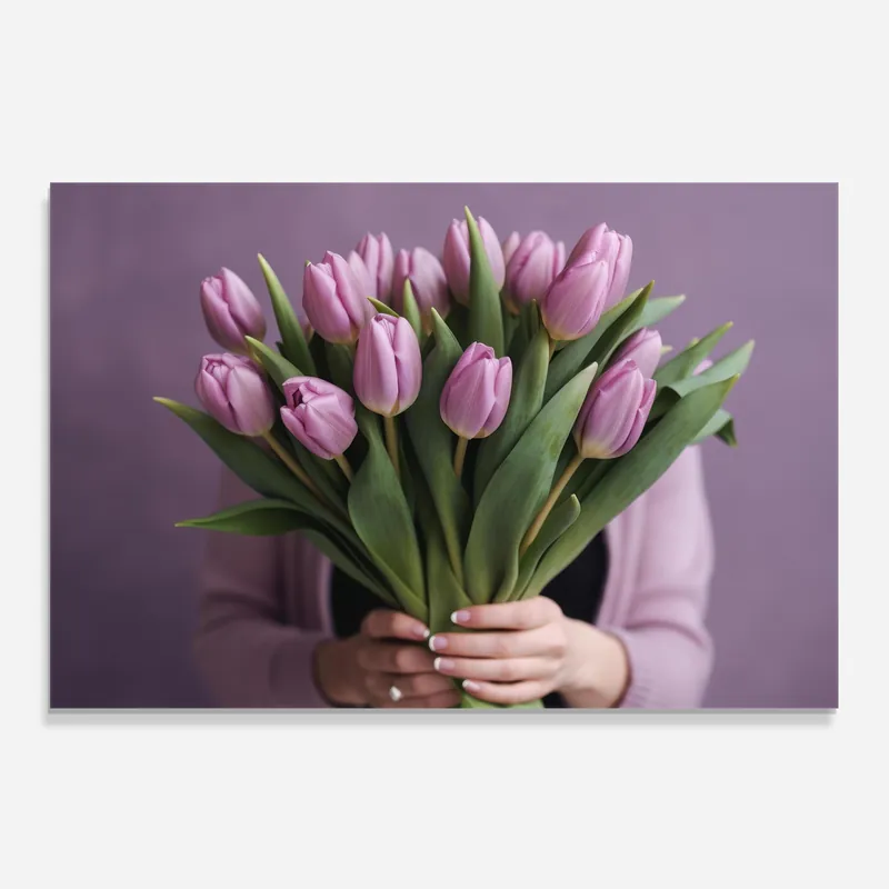 Angebot Küchenrückwand Glas Holding Pink Tulips