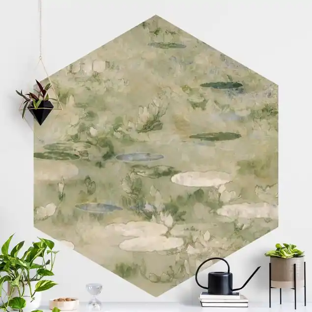 Abstrakter Teich Hexagon Mustertapete Bestseller