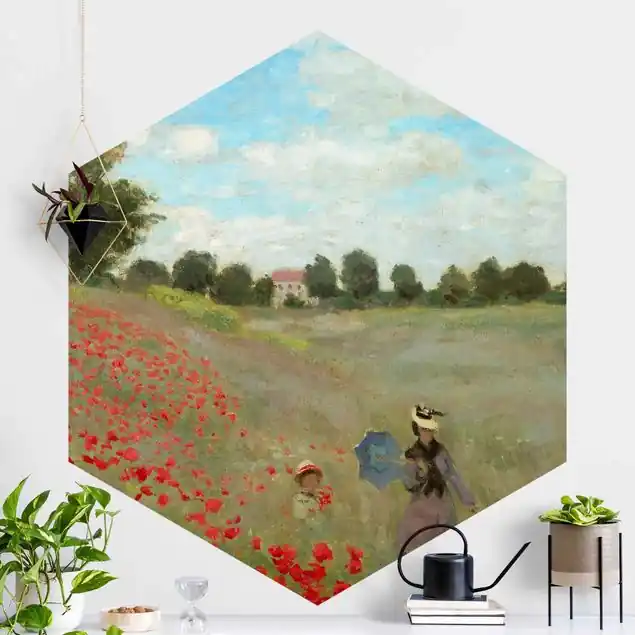 Abverkauf Claude Monet - Mohnfeld bei Argenteuil                               Hexagon Fototapete