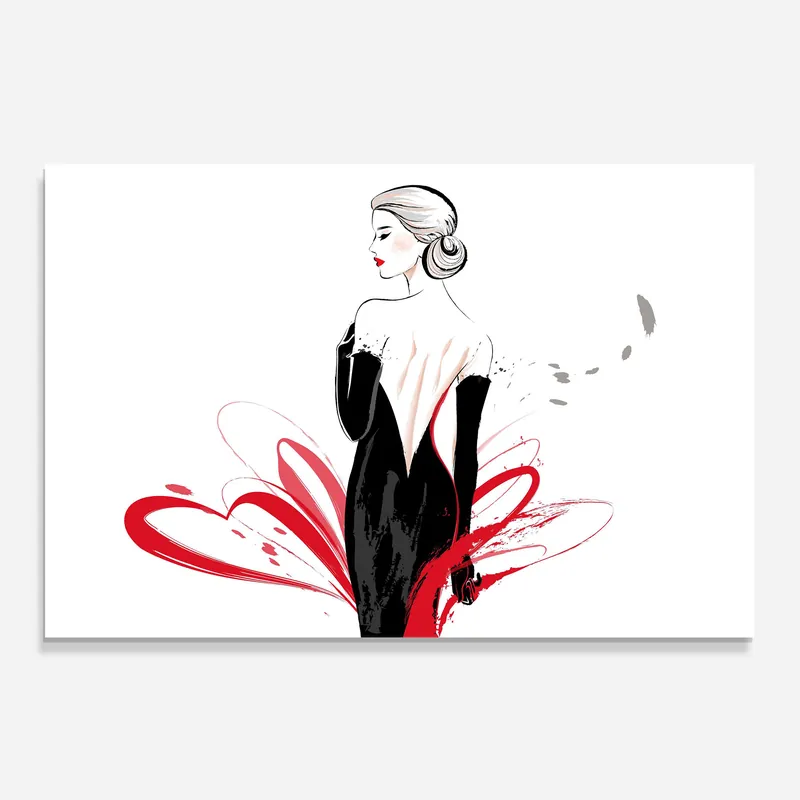 Aktuell Küchenrückwand Glas Black Red Dress