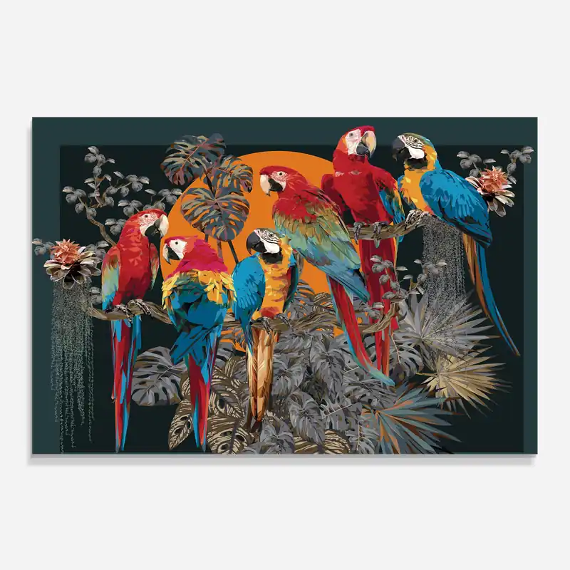 Wochenendangebot Küchenrückwand Glas Family Parrot