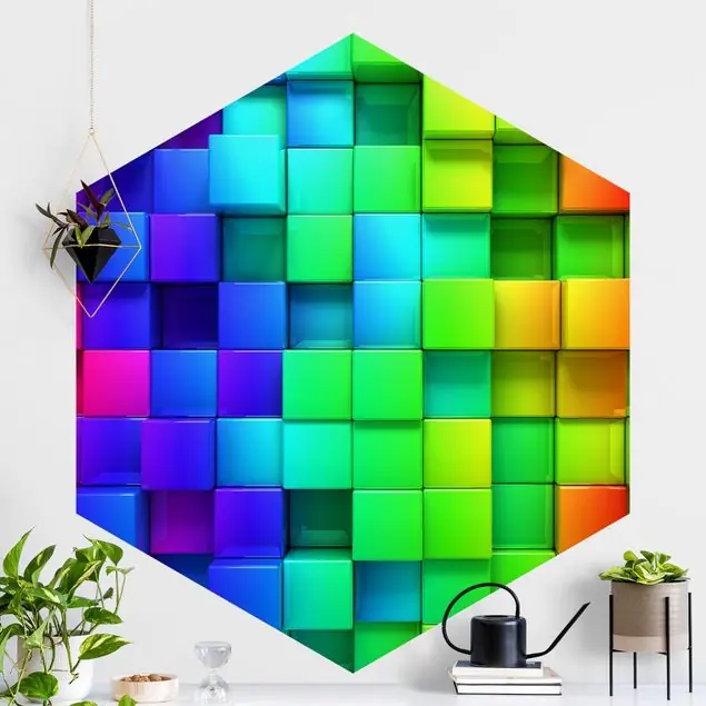 3D Würfel Hexagon Mustertapete Neue Kollektion