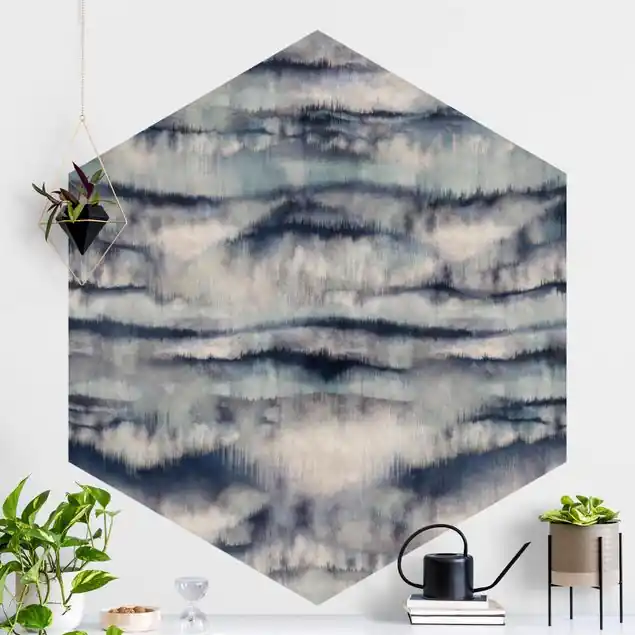Abstrakte Aquarell Berge Hexagon Fototapete Abverkauf