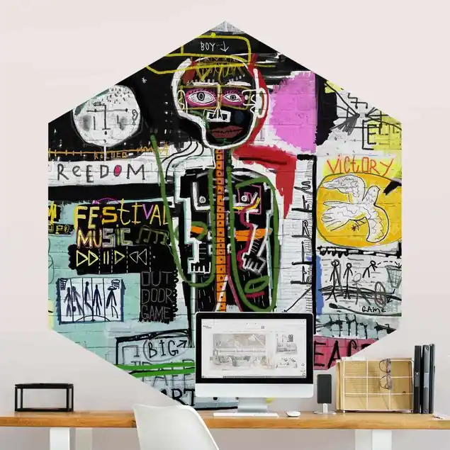Abstract Graffiti Art Hexagon Mustertapete Saisonangebot
