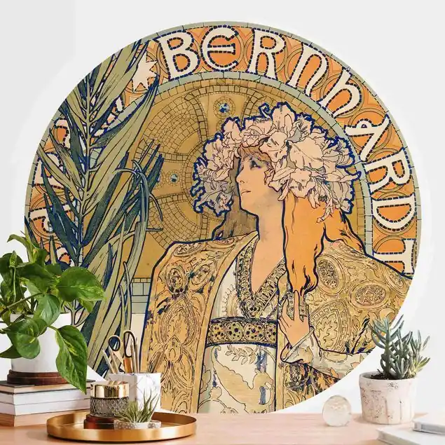 Alfons Mucha - Plakat für Theaterstück Gismonda                               Runde Fototapete Sale