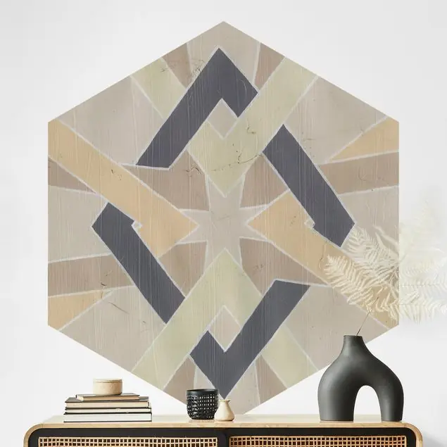 Zartes Orientalisches Rautenmuster Hexagon Mustertapete Preis Gesenkt
