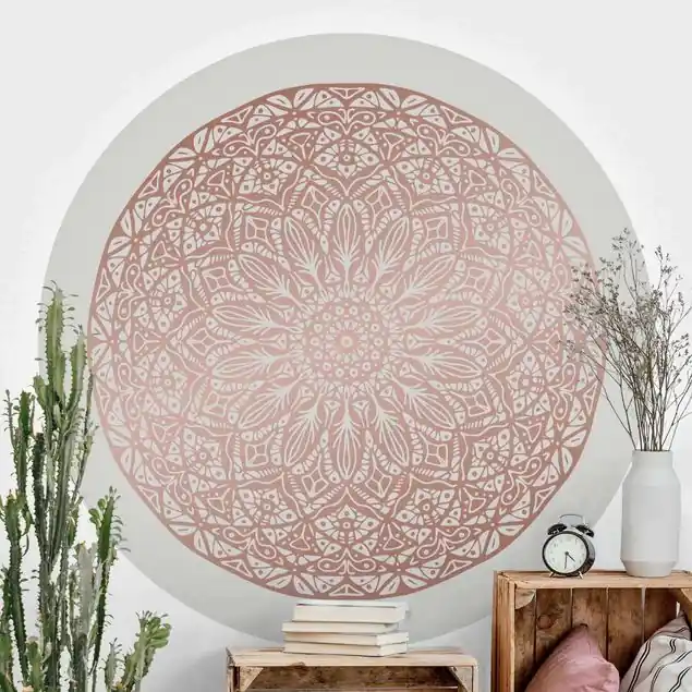 Zertifiziert Mandala Ornament in Kupfergold                               Runde Mustertapete