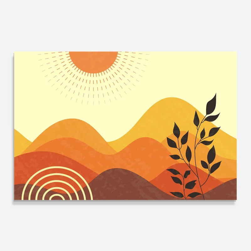 Aktuell Küchenrückwand Glas Minimalist Sunset Art